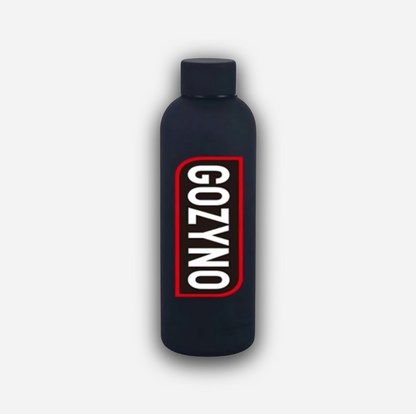 Zwarte thermosfles van 500 ml voor wandelen en onderweg, lekvrij en dubbelwandig
