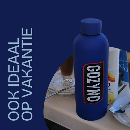 Blauwe thermosfles van 500 ml voor wandelen en dagtochten

