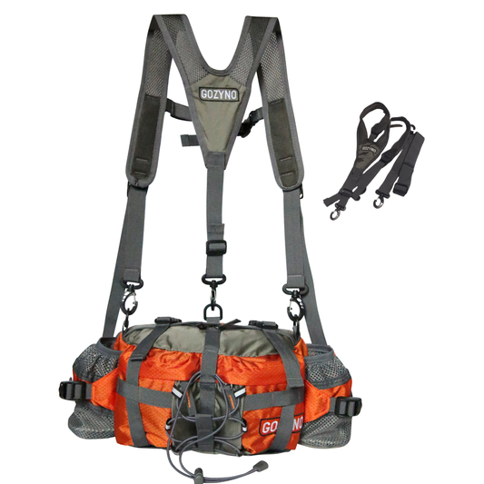Gozyno Easywalker : Sac de marche ergonomique pour les longues distances - Gozyno Sac banane de randonnée orange - Modèle stable avec sangle de poitrine