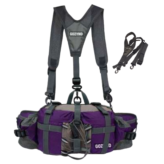 Gozyno Easywalker : Sac de marche ergonomique pour les longues distances - Gozyno Sac banane de marche violet - Modèle stable avec sangle pectorale